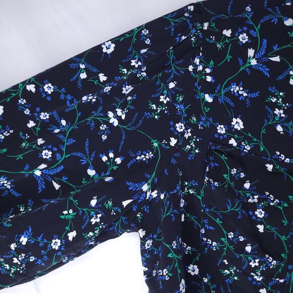 Karl Lagerfeld Blouse Large Floral Navy Balloon Sleeve - Picture 3 of 11